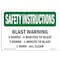 Signmission OSHA Sign, Blast Warning 3 Horns, 5 Minutes To Blast, 14in X 10in Alum, 10" W, 14" L, Landscape OS-SI-A-1014-L-11425 - alternate 1